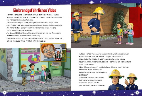 Buchcover und Innenansicht für das Buch: Feuerwehrmann Sam: Neue Geschichten zur Guten Nacht