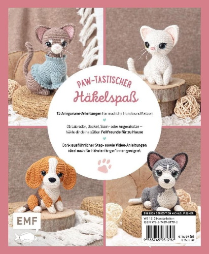 Buchcover und Innenansicht für das Buch: Crochet Cats & Dogs: Amigurumi Patterns for Pet Lovers