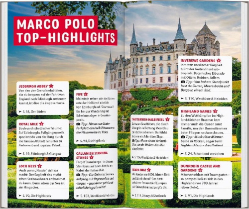 Buchcover und Innenansicht für das Buch: MARCO POLO Reiseführer Schottland