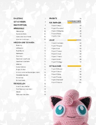 Buchcover und Innenansicht für das Buch: Pokémon: Das große Häkelbuch