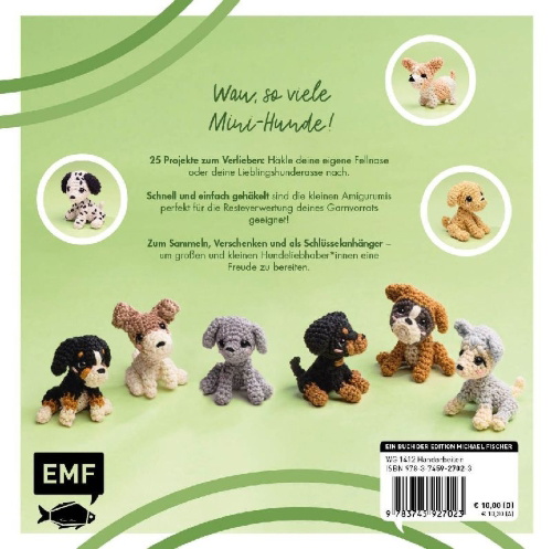 Buchcover und Innenansicht für das Buch: Mini-Amigurumis - Süße Hunde