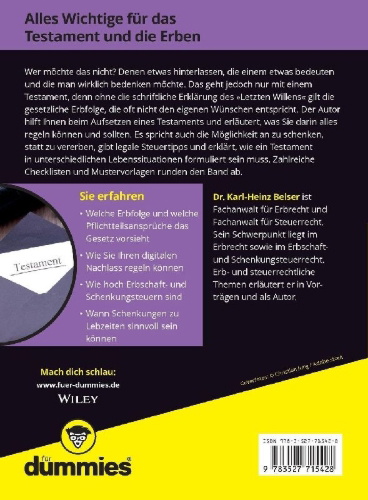 Buchcover und Innenansicht für das Buch: Erben und vererben für Dummies