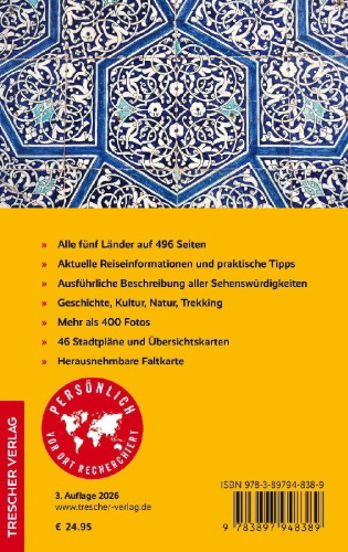 Buchcover und Innenansicht für das Buch: TRESCHER Reiseführer Zentralasien
