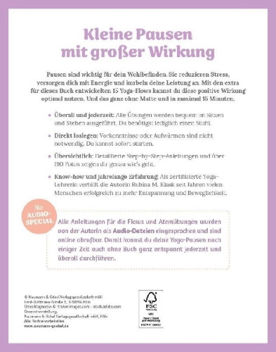Buchcover und Innenansicht für das Buch: Yoga-Pausen für zwischendurch
