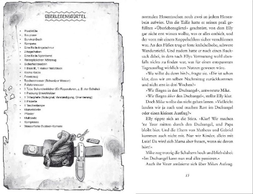 Buchcover und Innenansicht für das Buch: Survival 1 - Verloren am Amazonas