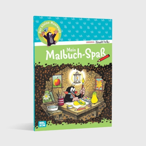 Buchcover und Innenansicht für das Buch: Der kleine Maulwurf: Mein Malbuch-Spaß