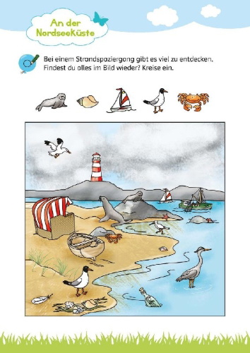 Buchcover und Innenansicht für das Buch: Klett Mein großer bunter Vorschul-Rätselblock