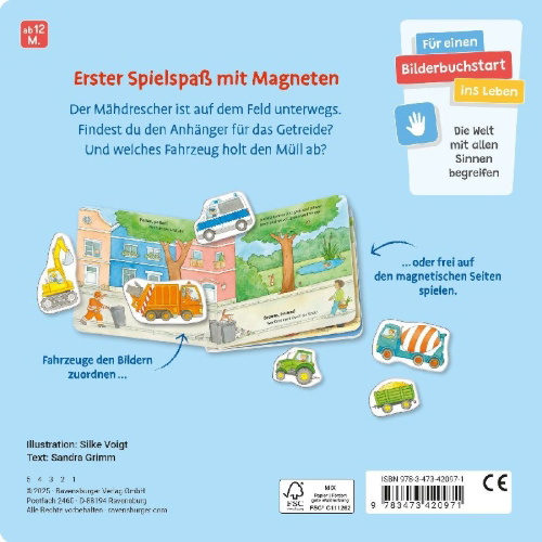 Buchcover und Innenansicht für das Buch: Mein erstes Magnetbuch - Was fährt wo? Fahrzeuge