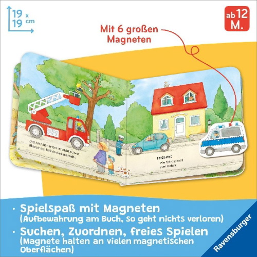 Buchcover und Innenansicht für das Buch: Mein erstes Magnetbuch - Was fährt wo? Fahrzeuge