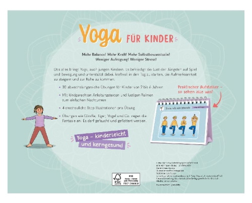 Buchcover und Innenansicht für das Buch: Yoga für Kinder - 30 einfache Übungen für Kinder von 2 bis 6 Jahren