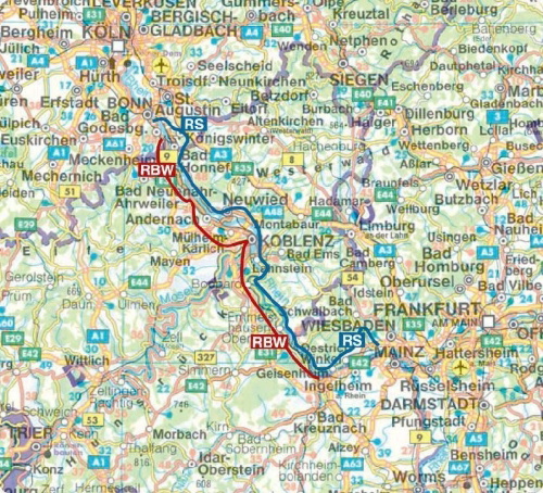 Buchcover und Innenansicht für das Buch: ROTHER Wanderführer Rheinsteig - RheinBurgenWeg. 34 Etappen auf den Weitwanderwegen rechts und links des romantischen Mittelrheins