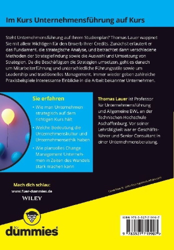 Buchcover und Innenansicht für das Buch: Unternehmensführung für Dummies