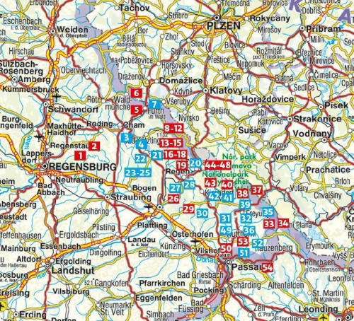 Buchcover und Innenansicht für das Buch: ROTHER Wanderführer Bayerischer Wald. 54 Touren um Cham, Bodenmais, Zwiesel, Freyung und Passau - mit Nationalpark Bayerischer Wald