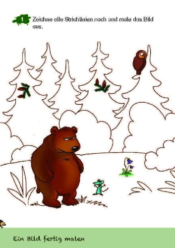 Buchcover und Innenansicht für das Buch: Mein Spiel- und Lernblock 1 - Abenteuer im Wald