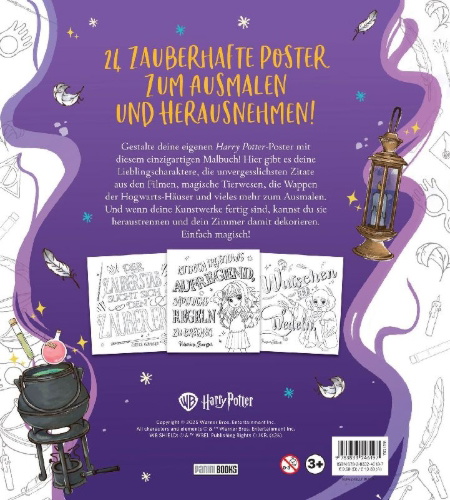 Buchcover und Innenansicht für das Buch: From the Films of Harry Potter: Magical Words Coloring Book