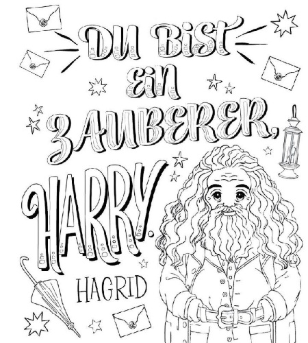 Buchcover und Innenansicht für das Buch: From the Films of Harry Potter: Magical Words Coloring Book