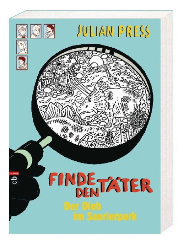 Buchcover und Innenansicht für das Buch: Finde den Täter - Der Dieb im Saurierpark