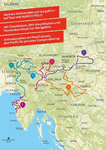 Buchcover und Innenansicht für das Buch: MARCO POLO Camper Guide Slowenien