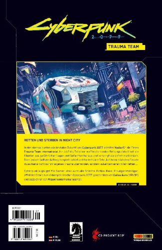 Buchcover und Innenansicht für das Buch: Cyberpunk 2077: Trauma Team