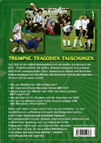Buchcover und Innenansicht für das Buch: Fußball-WM: Mythen, Skandale und Legenden