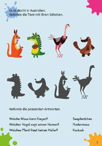 Buchcover und Innenansicht für das Buch: Klett Mein Rätselblock ab 6 Jahren Band 1