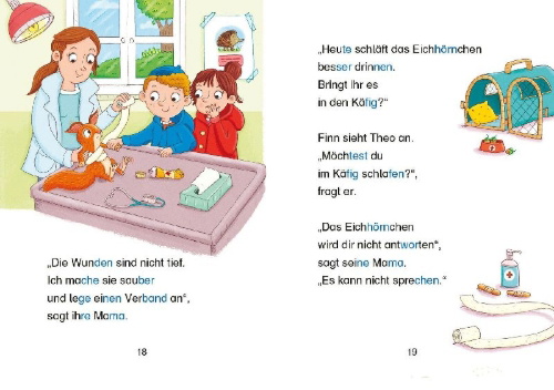 Buchcover und Innenansicht für das Buch: SOS für Tiere - Theos Team im Einsatz