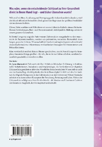 Buchcover und Innenansicht für das Buch: Zahngesundheit als Schlüssel zur Langlebigkeit