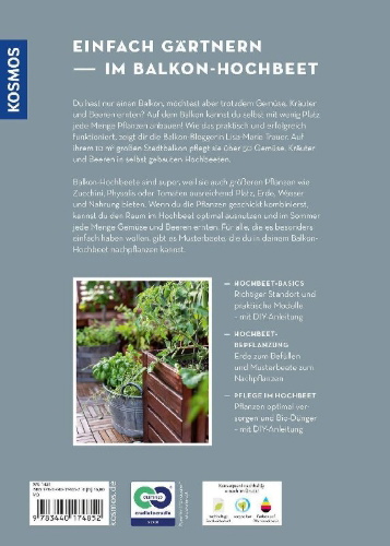 Buchcover und Innenansicht für das Buch: Mein Balkon-Hochbeet