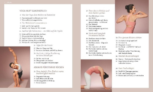 Buchcover und Innenansicht für das Buch: Yoga für den Rücken (mit DVD)