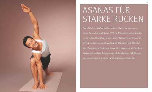 Buchcover und Innenansicht für das Buch: Yoga für den Rücken (mit DVD)