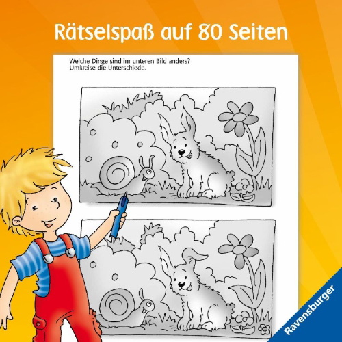 Buchcover und Innenansicht für das Buch: Spiel & Spaß - Vorschul-Rätselspaß für unterwegs