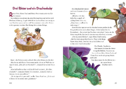 Buchcover und Innenansicht für das Buch: 3-Minuten-Vorlesegeschichten zur guten Nacht