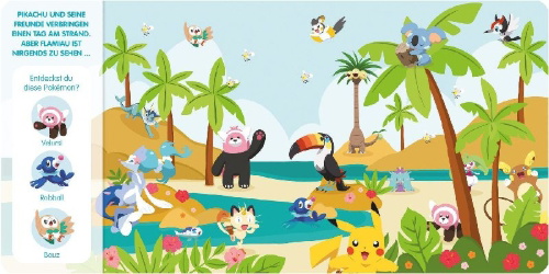 Buchcover und Innenansicht für das Buch: Pokémon Junior: Mein erstes Wimmelbuch