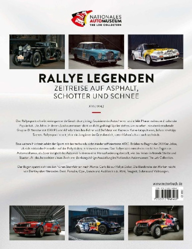 Buchcover und Innenansicht für das Buch: Rallye Legenden - Zeitreise auf Asphalt, Schotter und Schnee