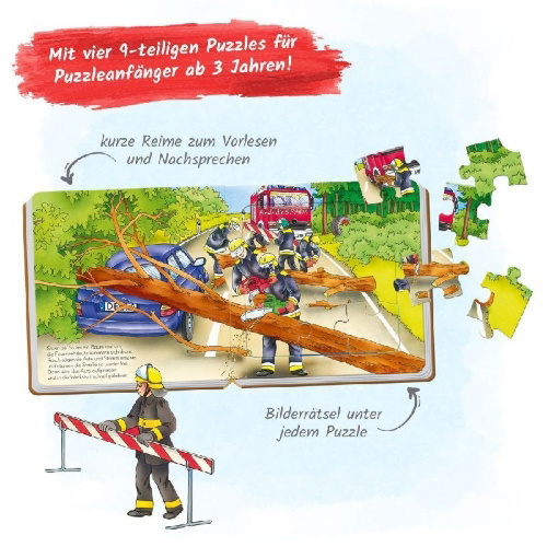 Buchcover und Innenansicht für das Buch: Trötsch Pappenbuch Puzzlebuch Feuerwehr