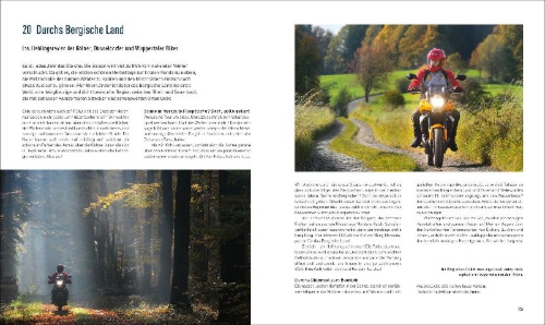 Buchcover und Innenansicht für das Buch: Die schönsten Motorradtouren in Deutschland