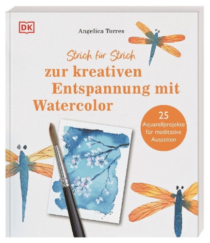 Buchcover und Innenansicht für das Buch: Strich für Strich zur kreativen Entspannung mit Watercolor