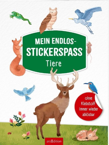 Buchcover und Innenansicht für das Buch: Mein Endlos-Stickerspaß - Tiere