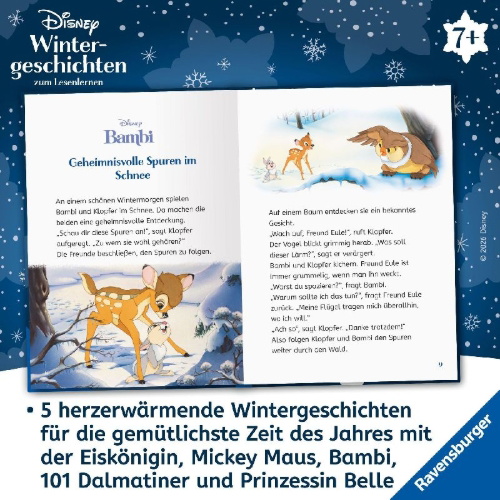 Buchcover und Innenansicht für das Buch: Disney - Wintergeschichten zum Lesenlernen