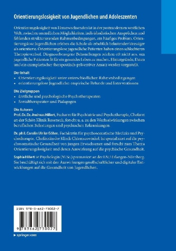 Buchcover und Innenansicht für das Buch: Orientierungslosigkeit von Jugendlichen und Adoleszenten