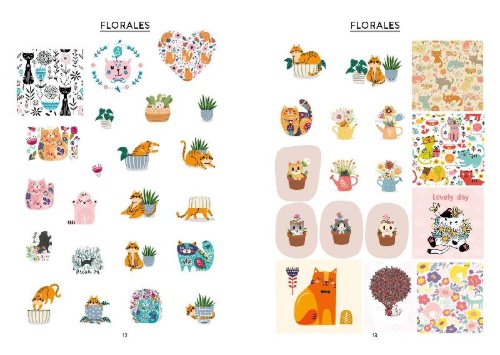 Buchcover und Innenansicht für das Buch: Bullet Journal Stickerbuch - Katzenliebe
