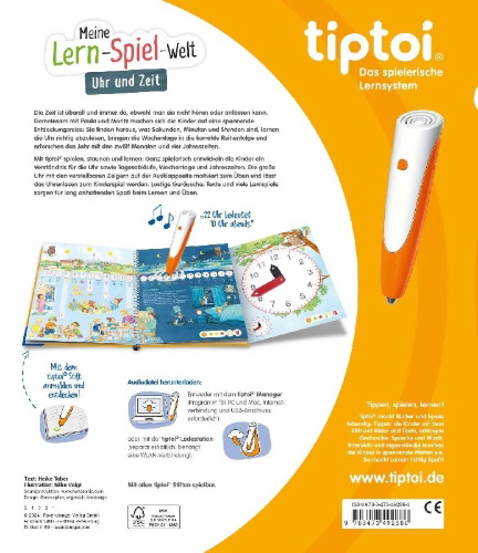 Buchcover und Innenansicht für das Buch: tiptoi® Meine Lern-Spiel-Welt - Uhr und Zeit