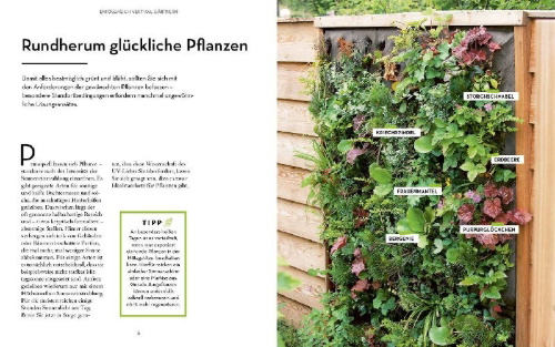 Buchcover und Innenansicht für das Buch: Vertikal gärtnern