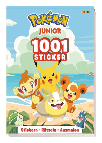 Buchcover und Innenansicht für das Buch: Pokémon Junior: 1001 Sticker - Stickern - Rätseln - Ausmalen