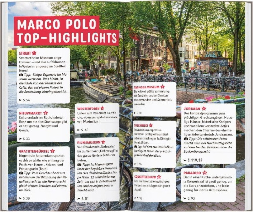 Buchcover und Innenansicht für das Buch: MARCO POLO Reiseführer Amsterdam