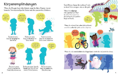 Buchcover und Innenansicht für das Buch: Mein erstes Stickerbuch: Gefühle