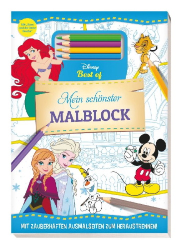 Buchcover und Innenansicht für das Buch: Disney Best of: Mein schönster Malblock