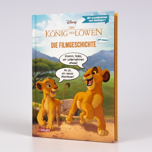 Buchcover und Innenansicht für das Buch: Disney: Der König der Löwen - Die Filmgeschichte mit Comics