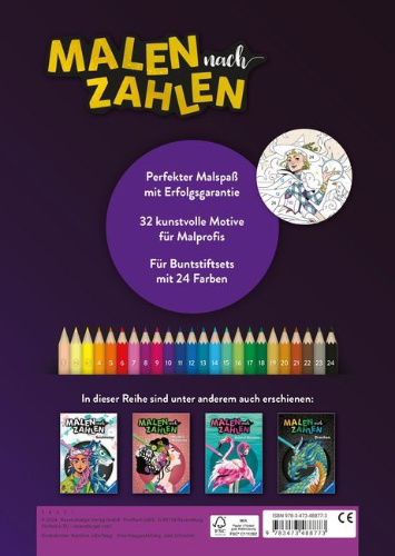 Buchcover und Innenansicht für das Buch: Malen nach Zahlen - Hexen-Power