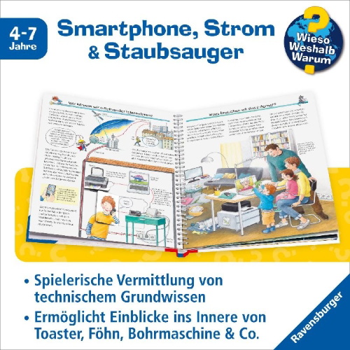 Buchcover und Innenansicht für das Buch: Wieso? Weshalb? Warum?, Band 24: Technik bei uns zu Hause